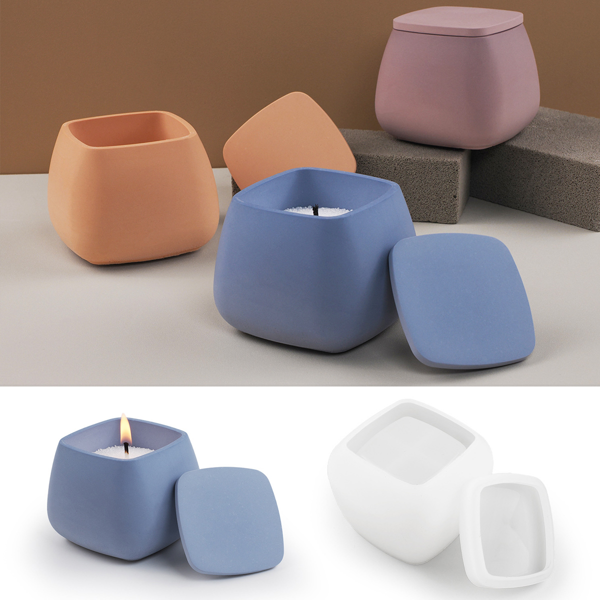 Kraft Box Candle - Vierkante Kaars Pot Siliconen Mal DIY