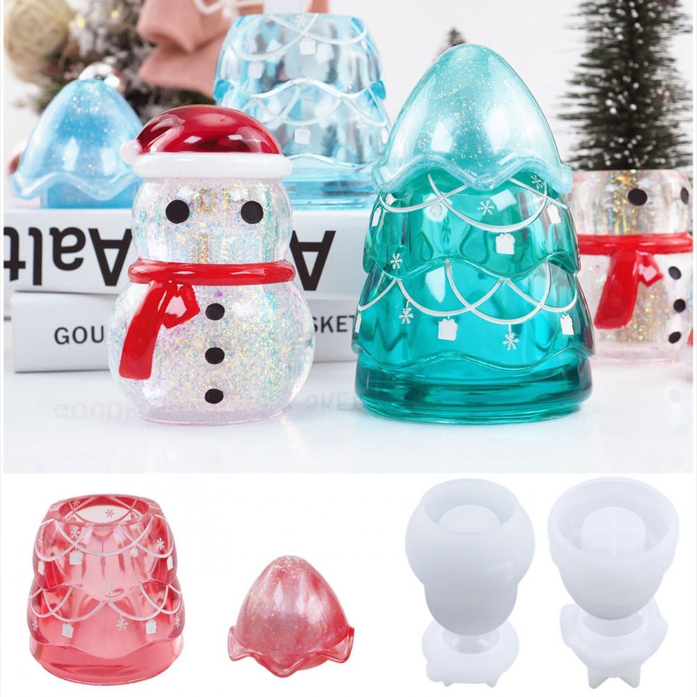 Kraft Box Candle - Kerst Opslagpot Epoxyhars Mal Sneeuwpop Kerstboom