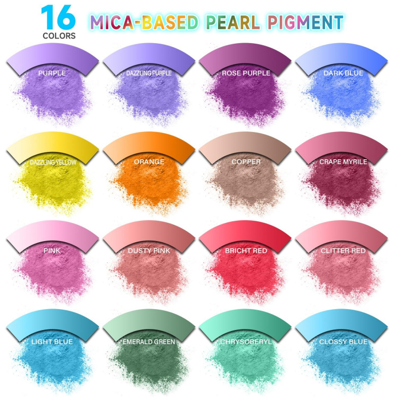 Candle Dye Chip - 16-kleurige micapoederset, per verpakking 1 gram