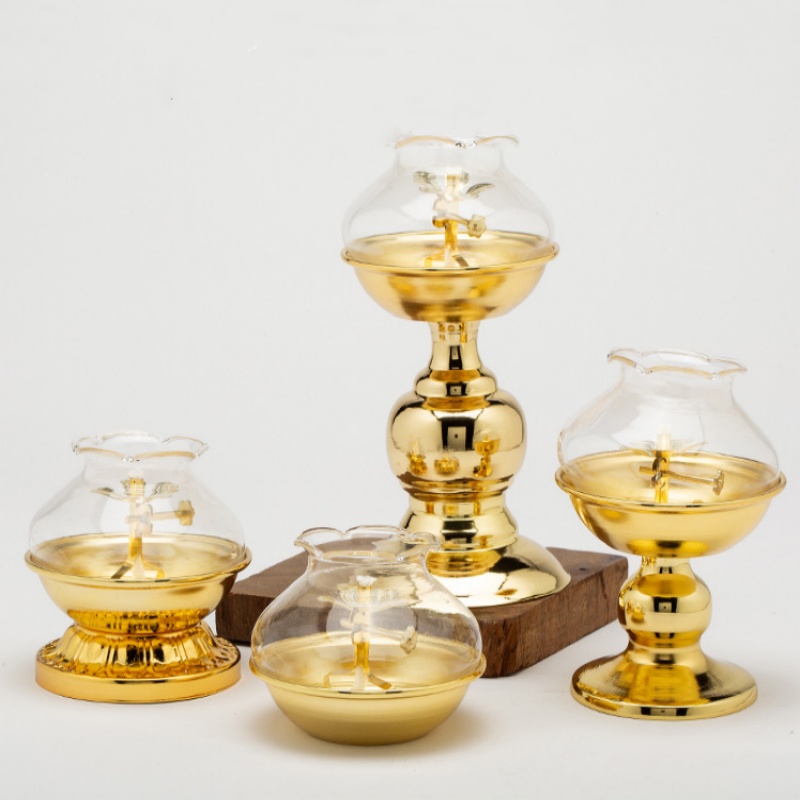 Candle Making Glass - Gouden olielamp voor Boeddha met glazen